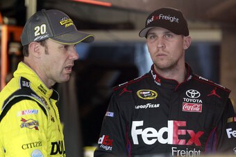 Matt Kenseth (left) with teammate Denny Hamlin