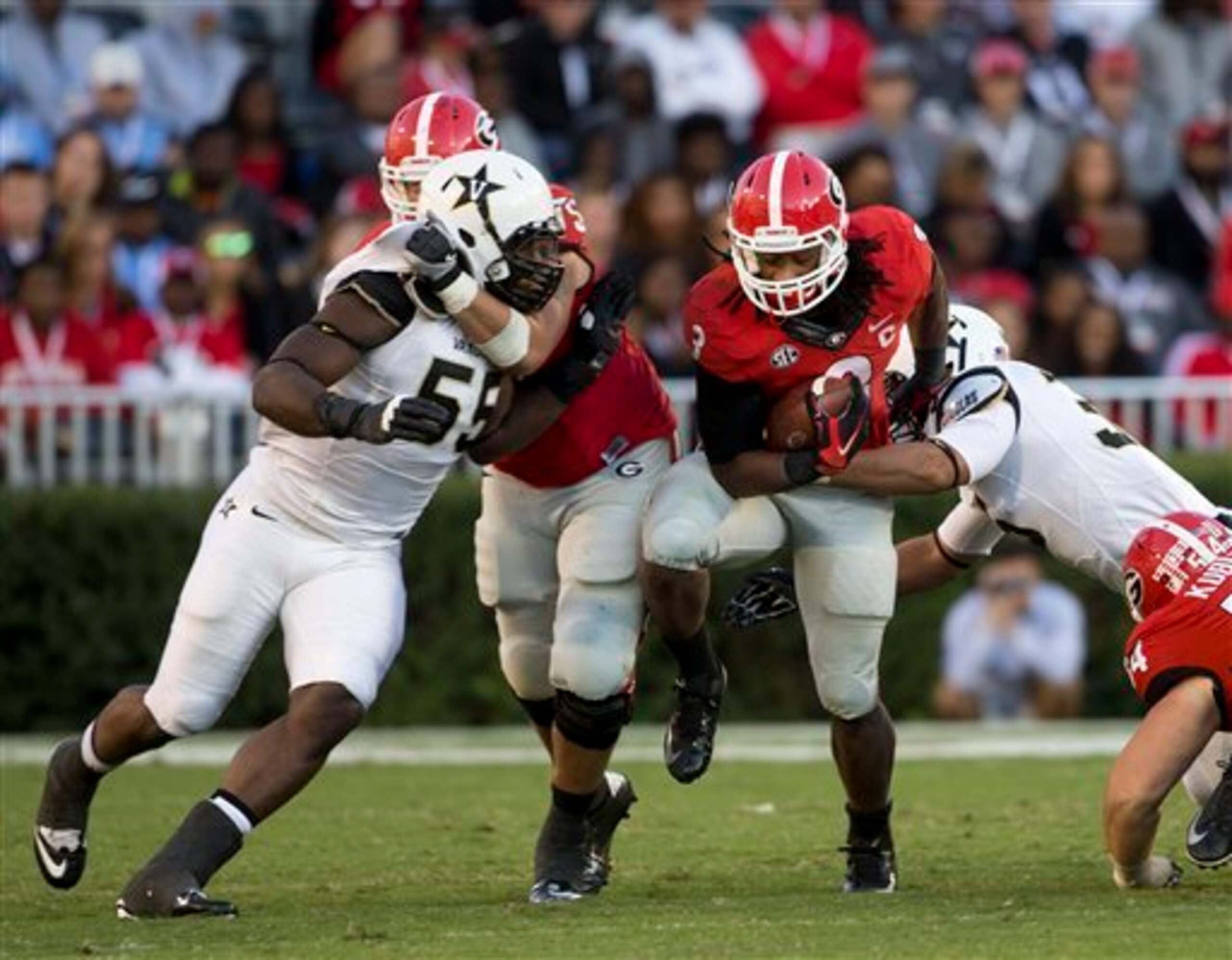Georgia tailback Todd Gurley is one of the toughest tailbacks for opposing linebackers to stop.