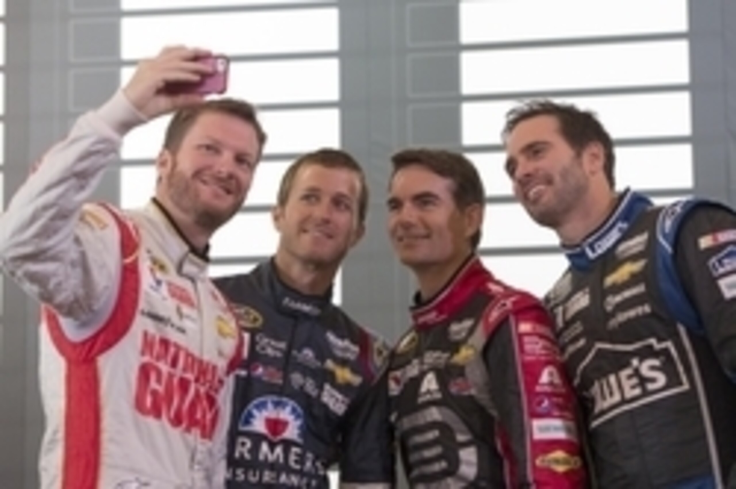 Jeff Gordon (third from left) could be helped by fellow Hendrick Motorsports drivers Dale Earnhardt Jr., Kasey Kahne and Jimmie Johnson (from left to right).