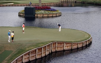 A view from behind the world-famous 17th island green at TPC at Sawgrass.