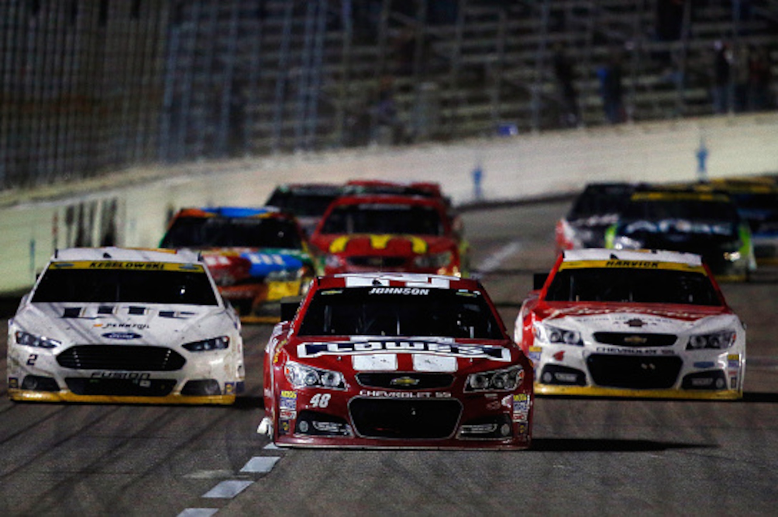 Jimmie Johnson (center in the No. 48 car) won at Texas, but that quickly became a footnote.