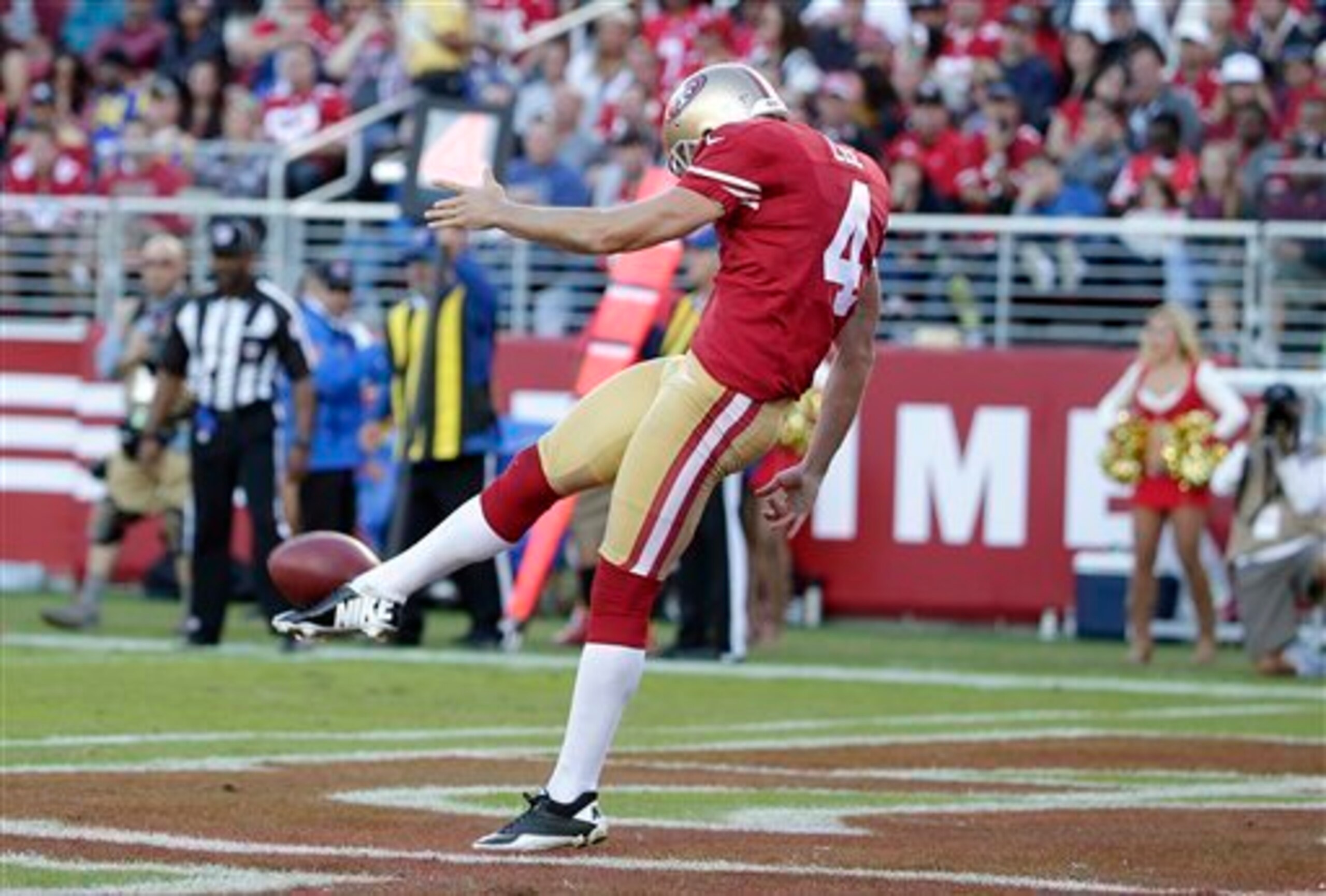 Andy Lee's shanked punt in the fourth quarter set up the Rams' go-ahead field goal.