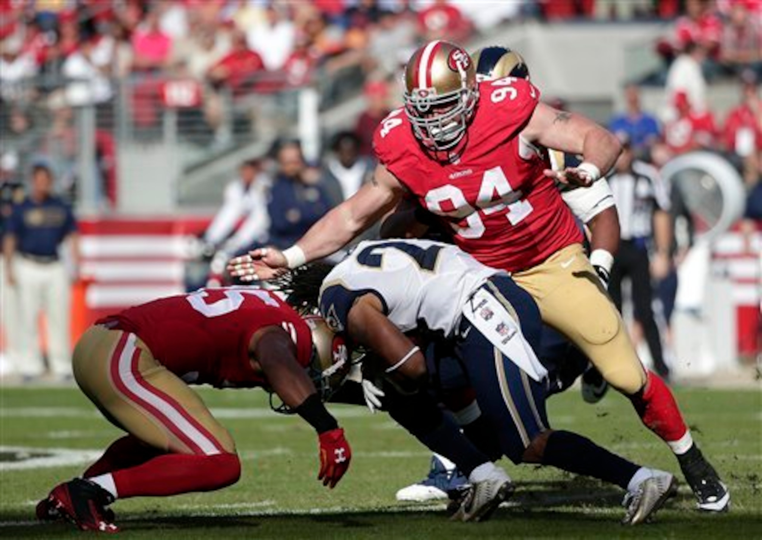 Justin Smith and the San Francisco defense will hold the Saints well below their average on the ground.