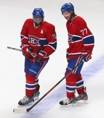 P.K. Subban (left) and Tom Gilbert