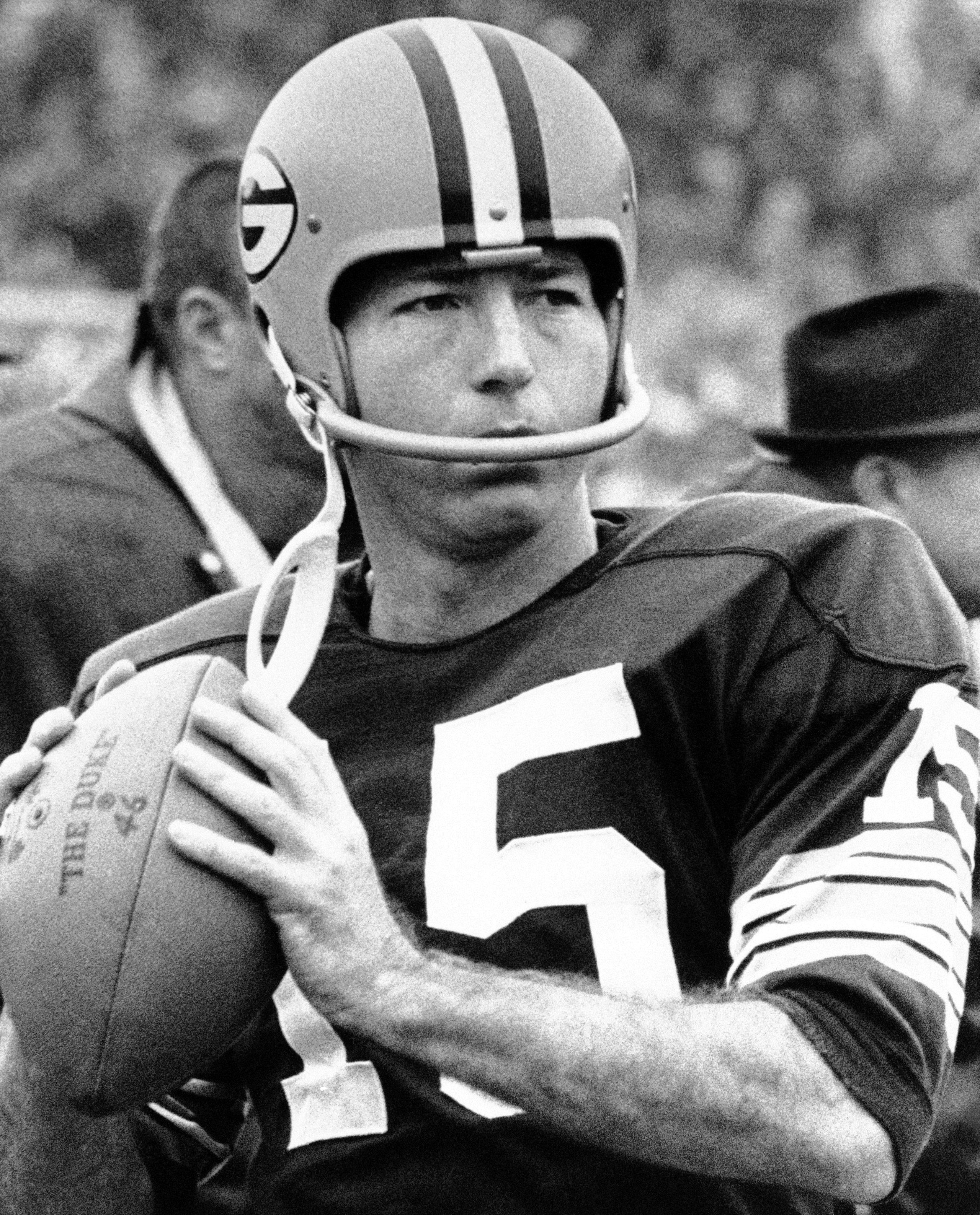 Bart Starr was done at halftime in a route of the Falcons.