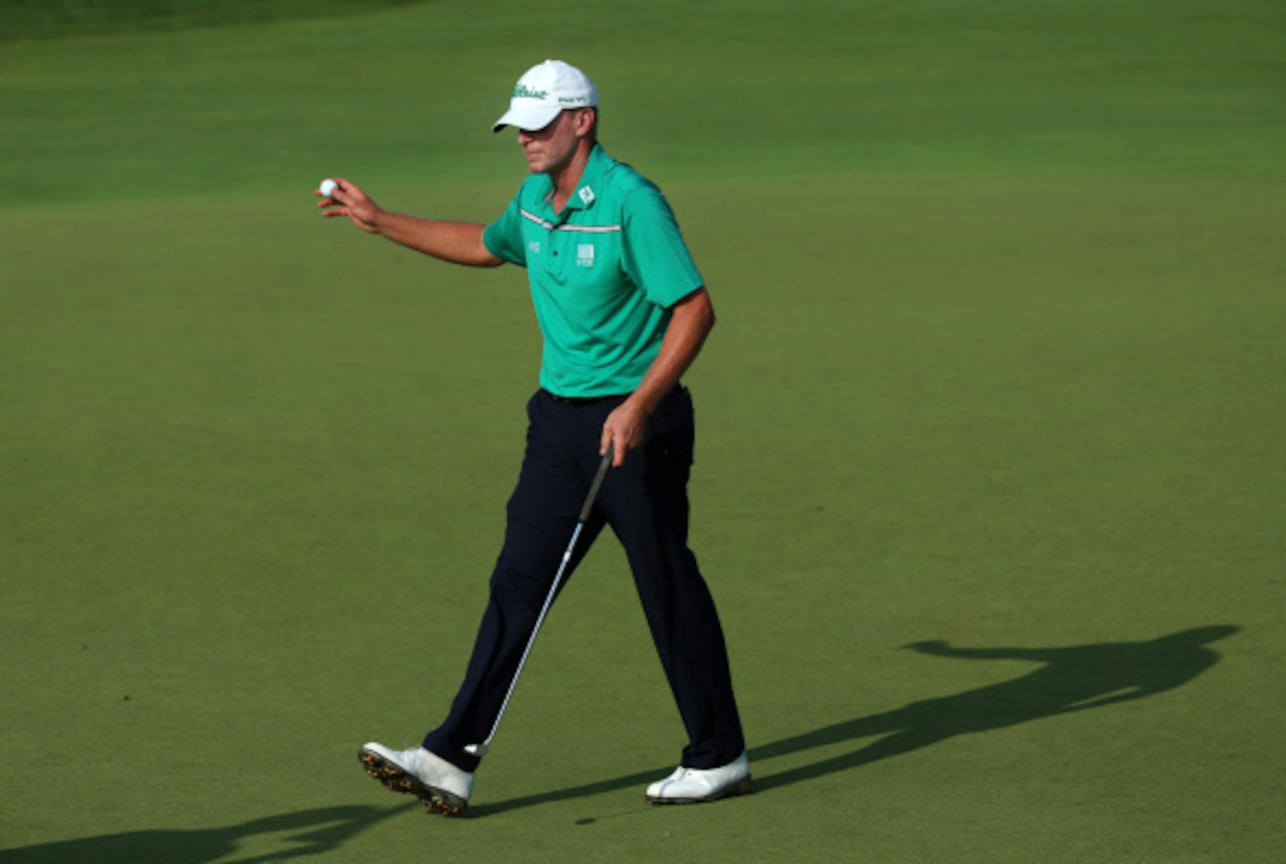 Another putt holed for Steve Stricker. Another putt holed for Steve Stricker.