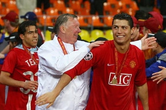 Ferguson with Ronaldo after United's 2008 Champions League final win over Chelsea