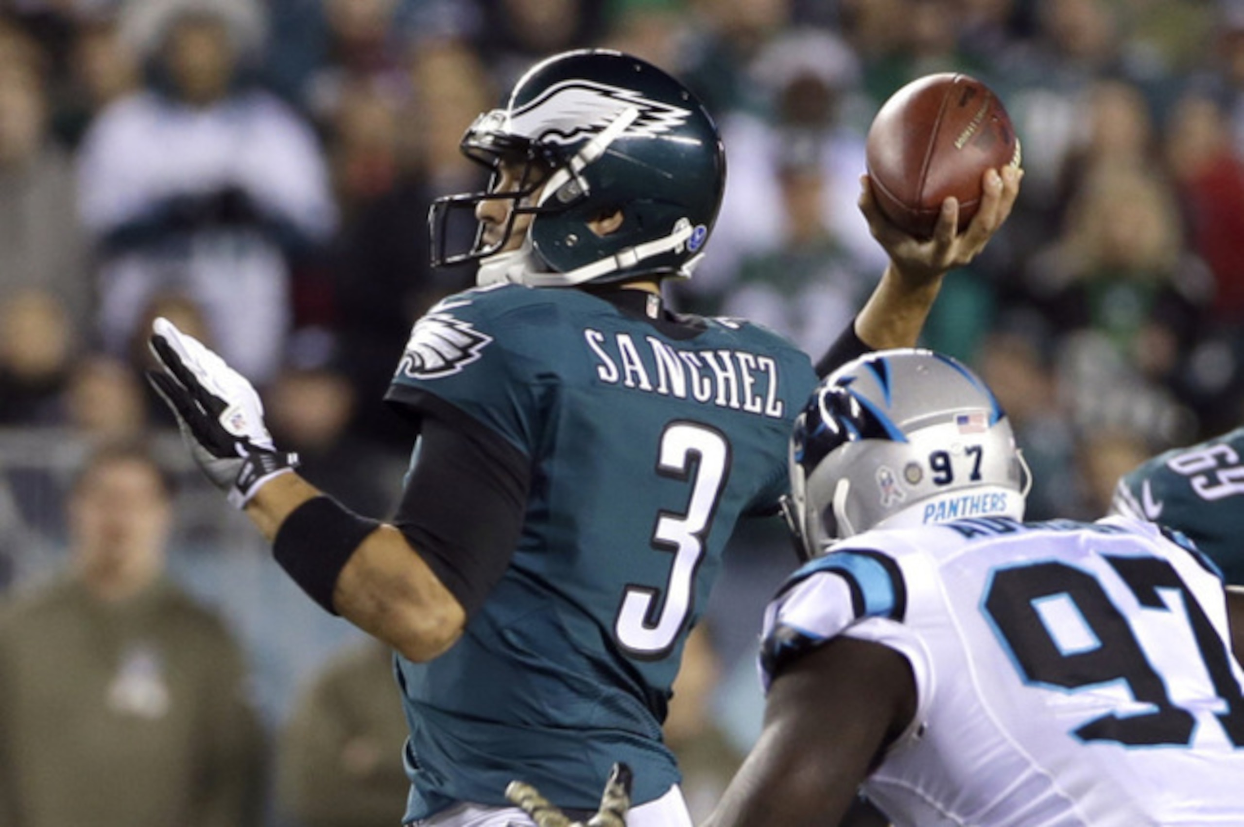 Mark Sanchez threw for 332 yards in Monday's win over Carolina