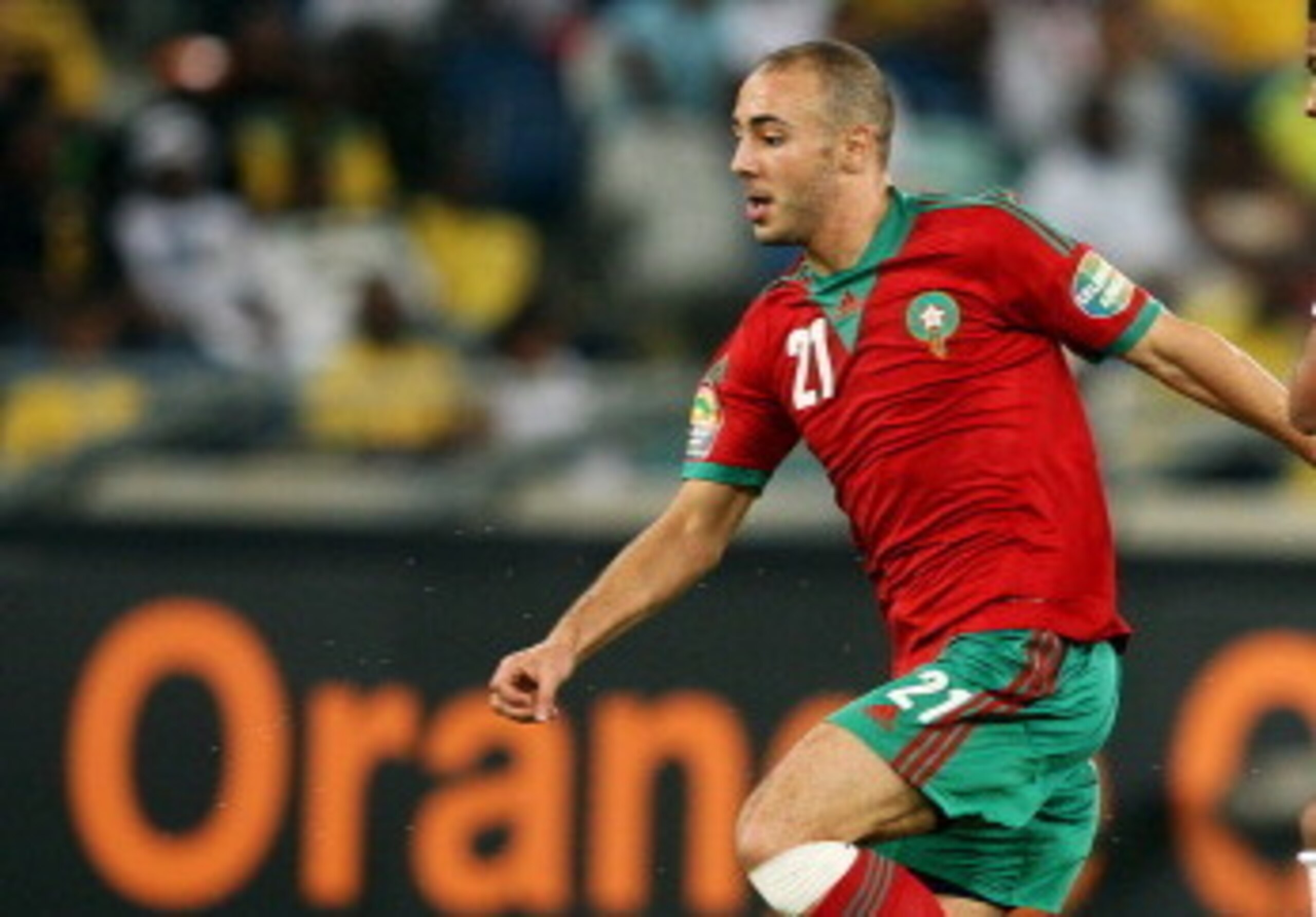DURBAN, SOUTH AFRICA - JANUARY 23: Nordin Amrabat of Morocco in action against Babanco during the 2013 African Cup of Nations match between Morocco and Cape Verde at Moses Mahbida Stadium on January 23, 2013 in Durban, South Africa. (Photo by Steve Haag/G