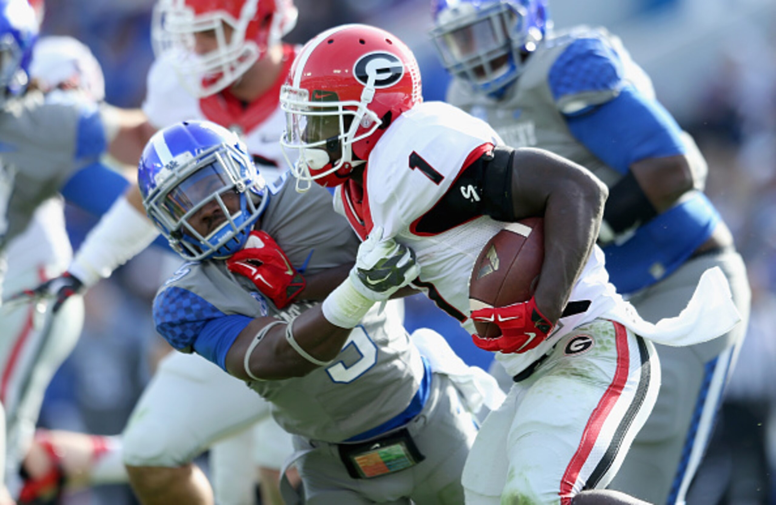 Georgia running back Sony Michel has been in and out of the lineup with injuries.