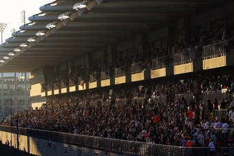 One of the grandstands at Yas Marina Circuit.