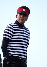 Sep 24, 2014; Auchterarder, Perthshire, SCT; USA player Bubba Watson walks off the tee box during a practice round for the 2014 Ryder Cup at The Gleneagles Hotel-PGA Centenary Course. Mandatory Credit: Brian Spurlock-USA TODAY Sports