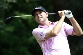 Sep 13, 2014; Atlanta, GA, USA; Bill Haas tees off on the third hole during the third round of the Tour Championship at East Lake Golf Club. Mandatory Credit: Peter Casey-USA TODAY Sports