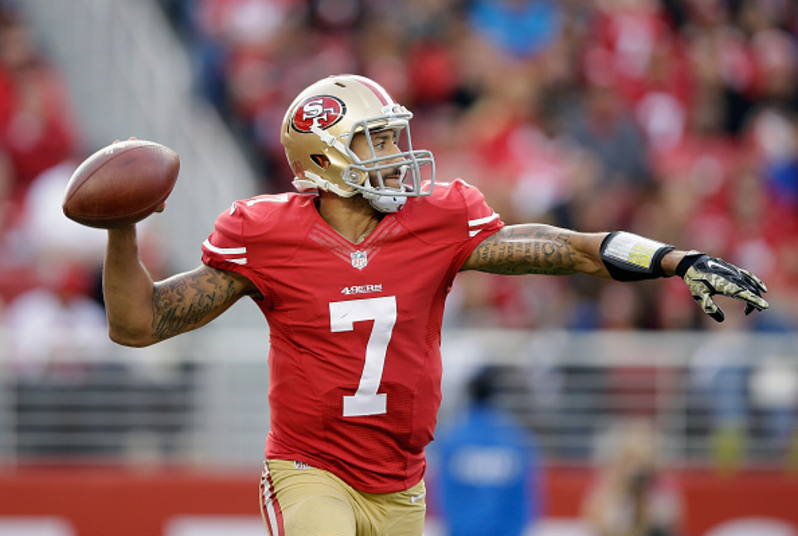 Colin Kaepernick finished with a quarterback rating of 93.5 on Sunday.