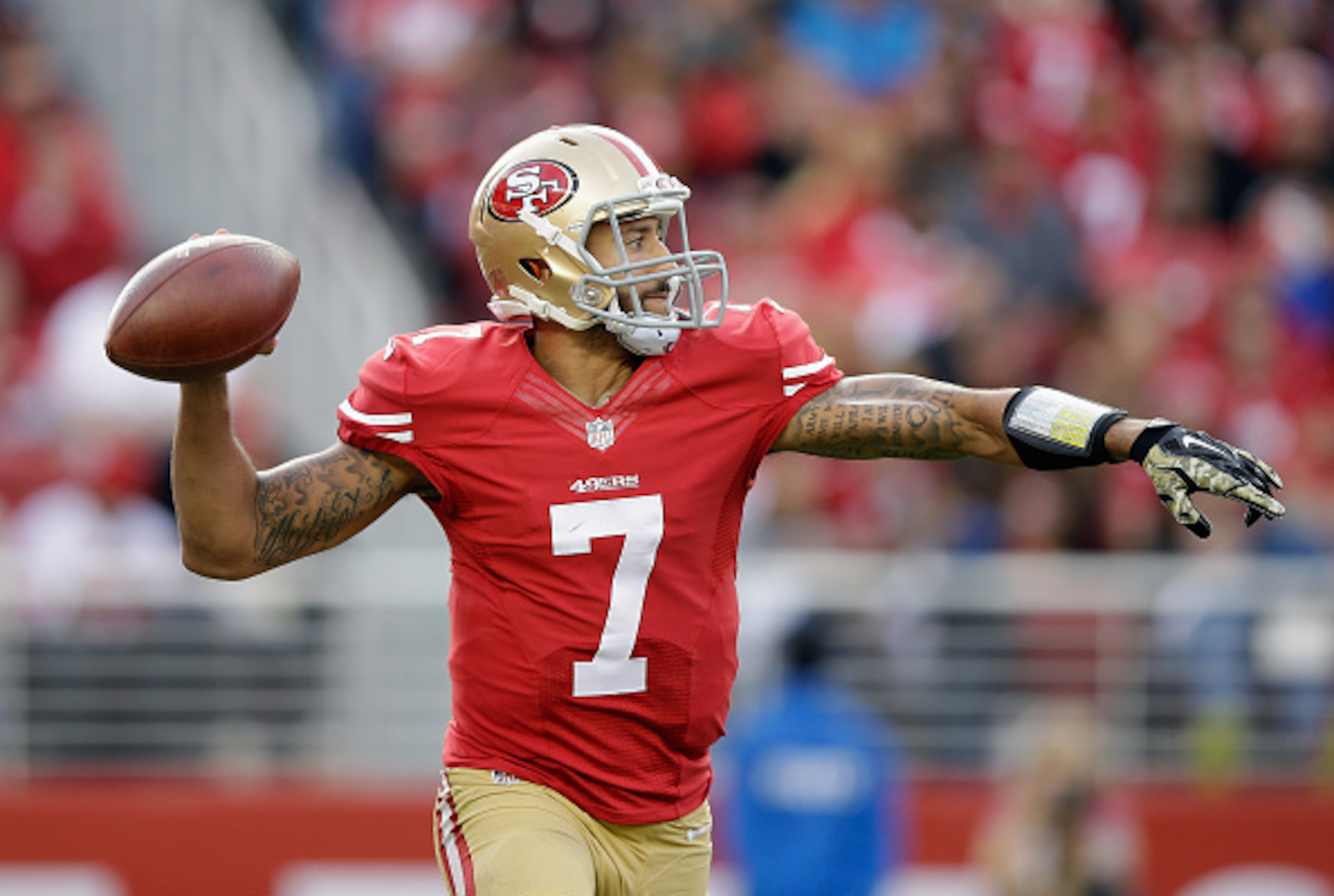 Colin Kaepernick finished with a quarterback rating of 93.5 on Sunday.