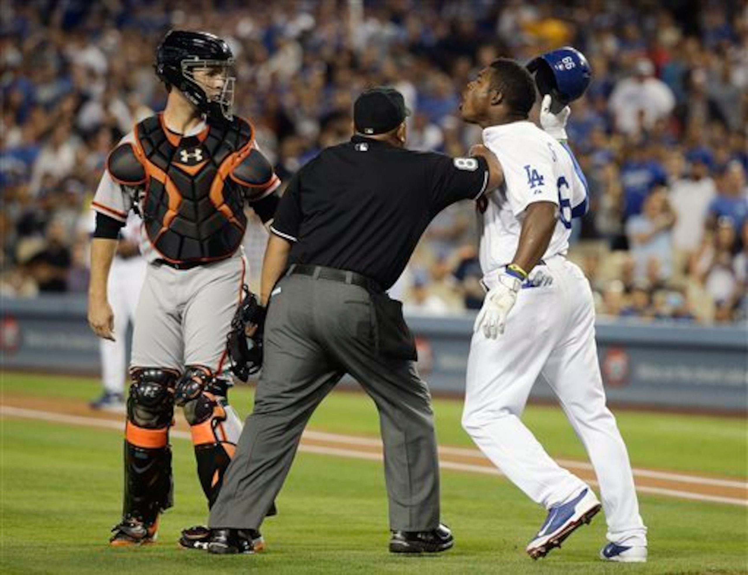 Buster Posey and Yasiel Puig