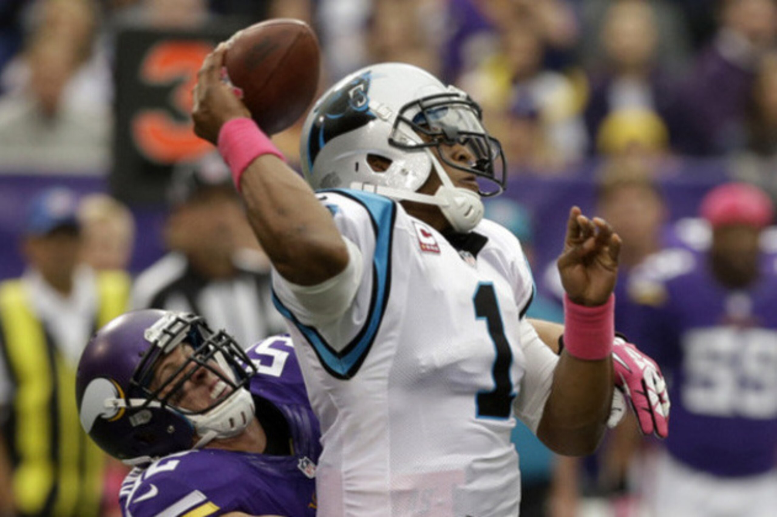 LB Chad Greenway Wraps Up Panthers QB Cam Newton (2013)