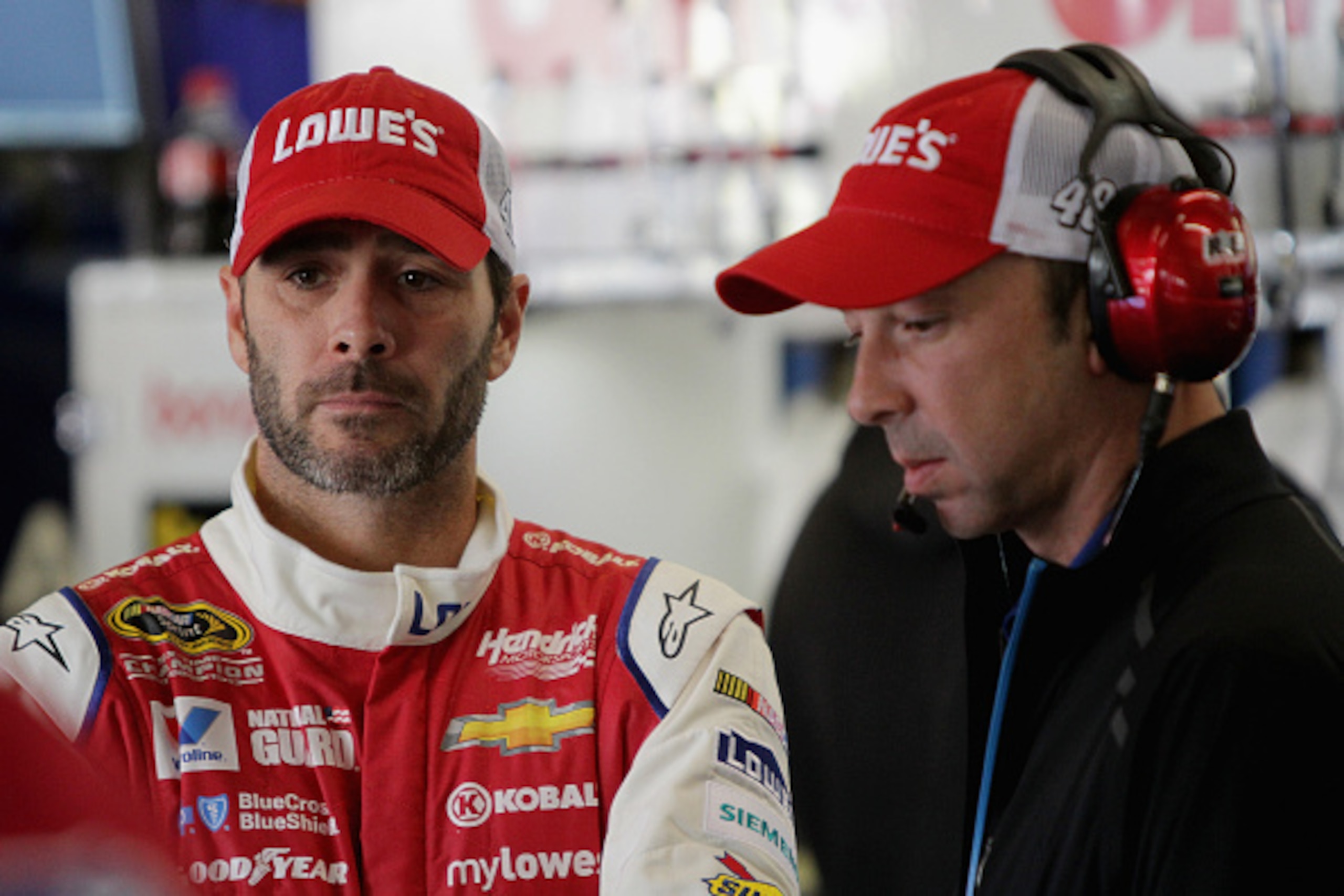 Jimmie Johnson (left) and crew chief Chad Knaus