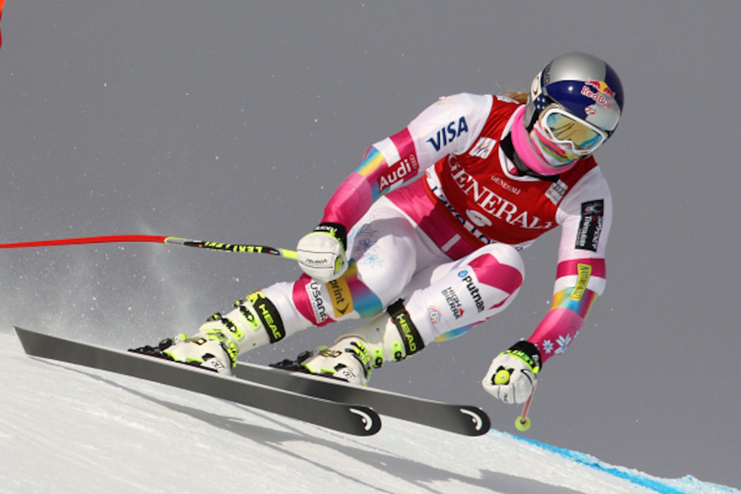 A welcome sight: Lindsey Vonn training in Lake Louise on Tuesday ahead of her scheduled return from injury in Friday's downhill.
