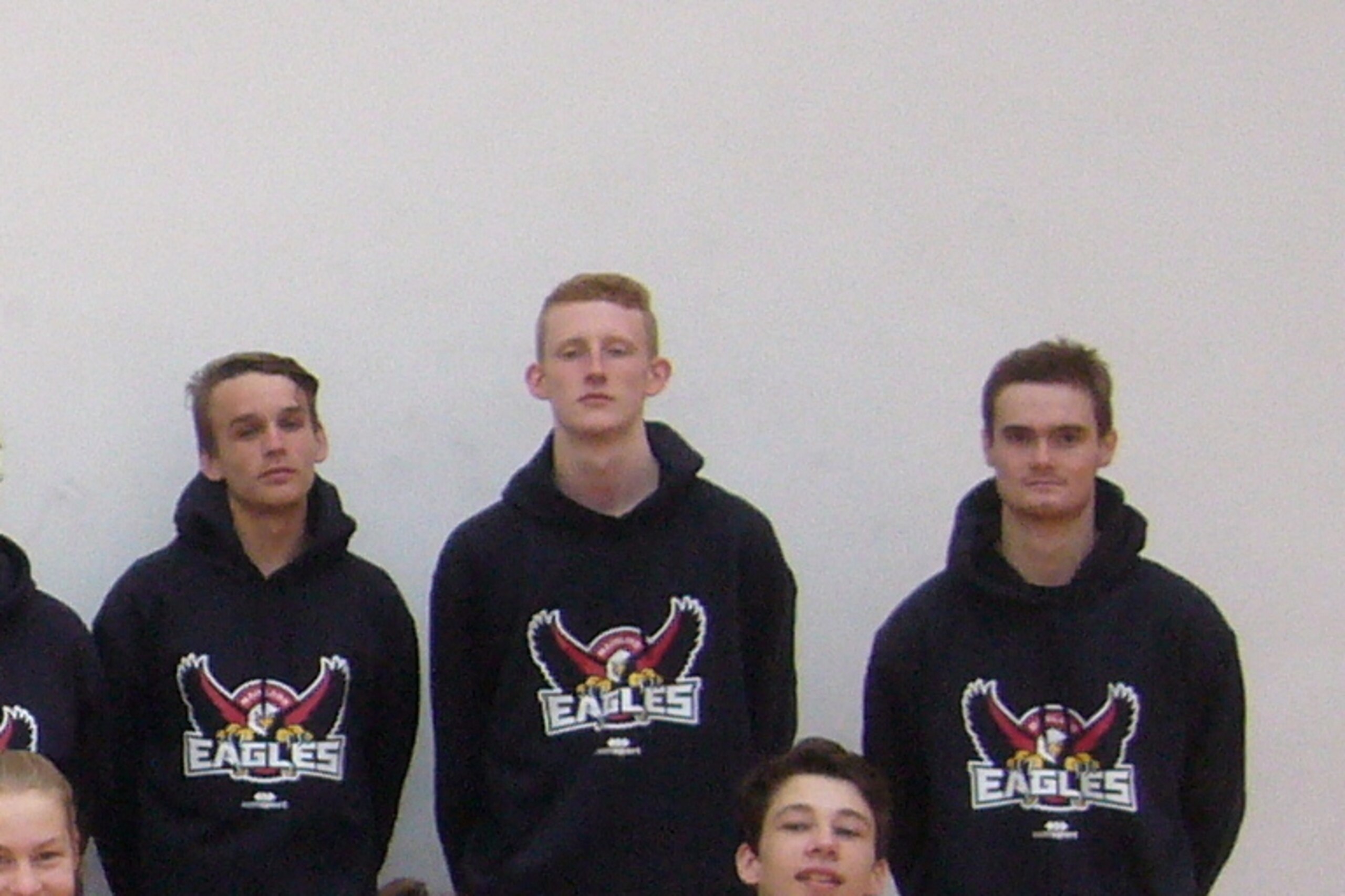 Stent (middle), with Taylor Britt (left) and Hamish Robertson (right).