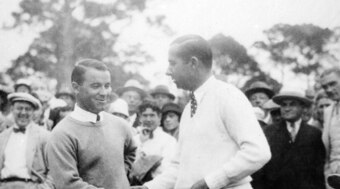 Two of golf's legendary greats, Gene Sarazen and Walter Hagen.