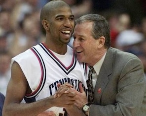 Richard Hamilton (left) and Jim Calhoun Richard Hamilton (left) and Jim Calhoun