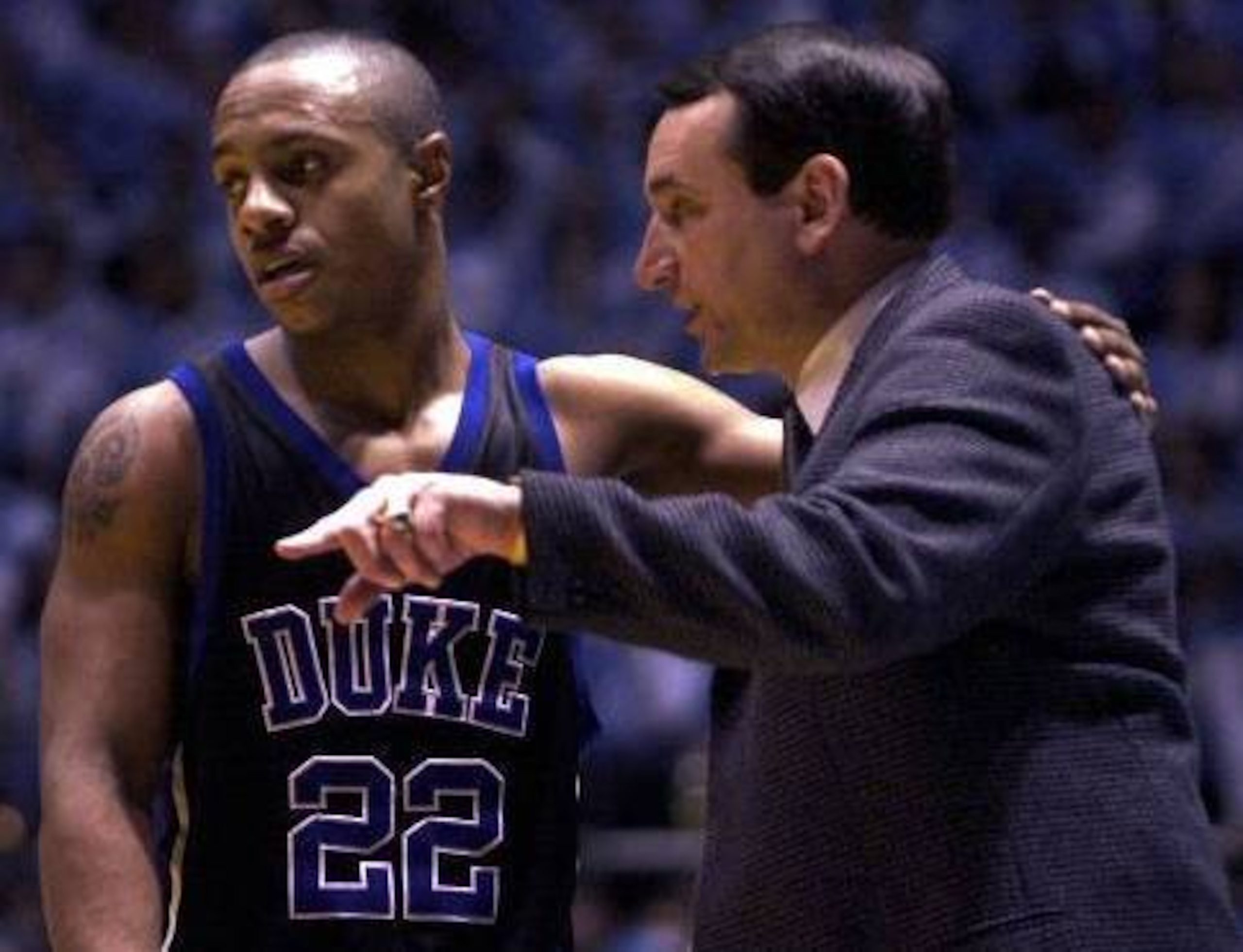 Jason Williams (left) and coach Mike Krzyzewski Jason Williams (left) and coach Mike Krzyzewski
