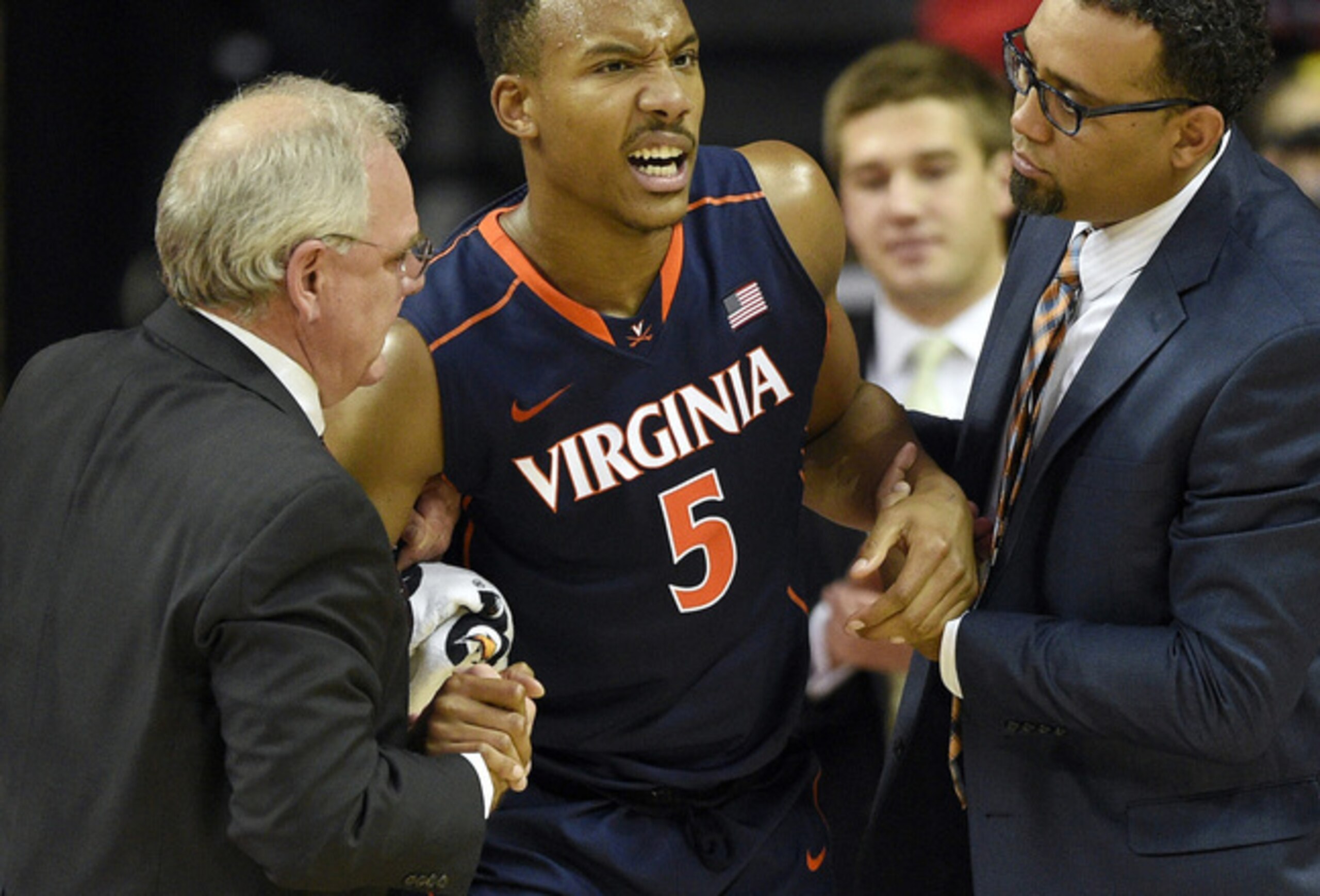 Darion Atkins after injuring his back at Maryland