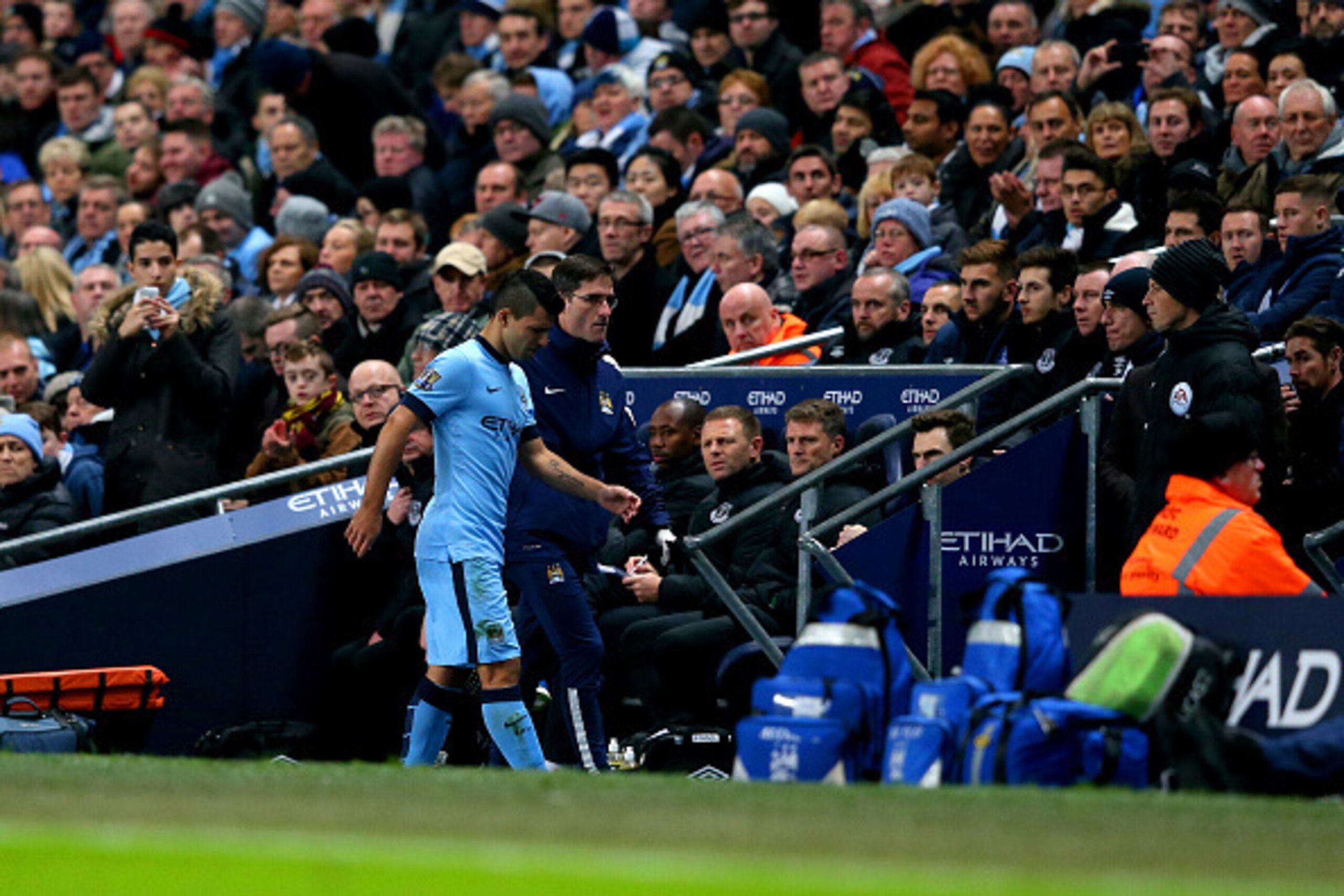 Aguero's gingerly stride makes for nervous times at Manchester City. Aguero's gingerly stride makes for nervous times at Manchester City.
