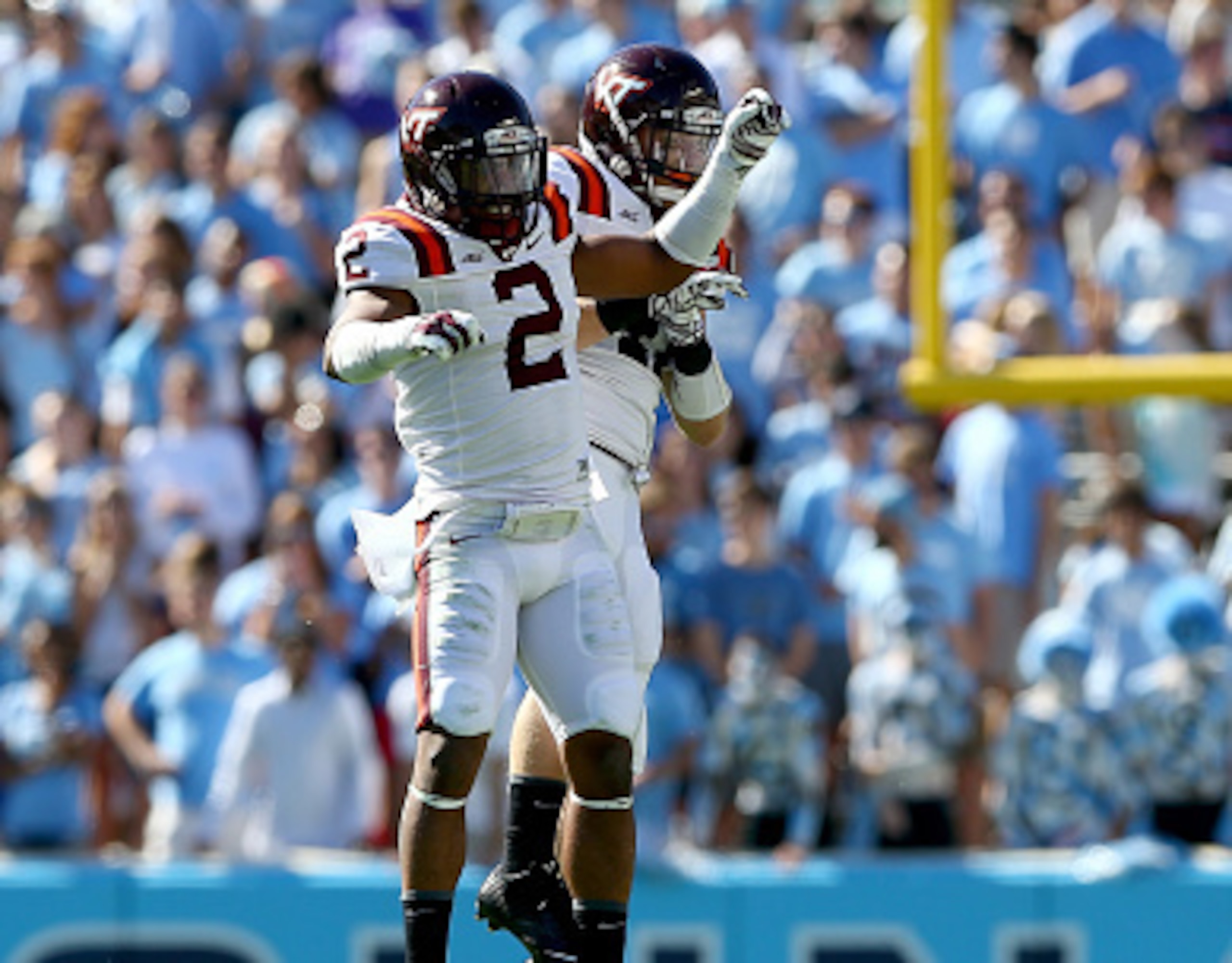 The Hokies celebrating a turnover in the win at North Carolina The Hokies celebrating a turnover in the win at North Carolina