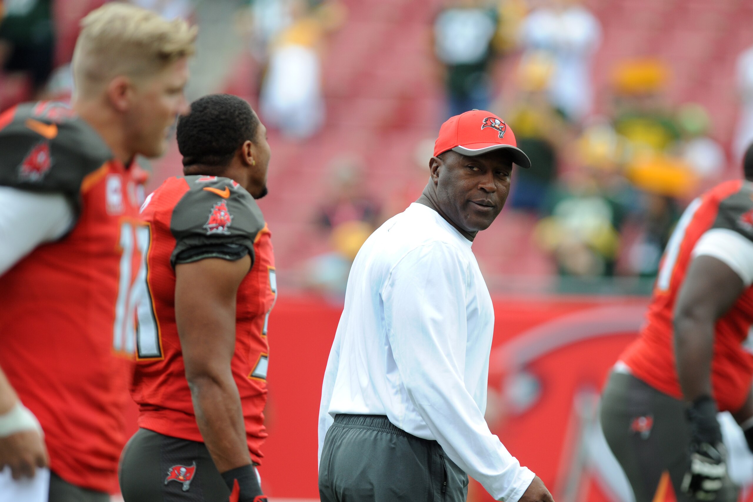 Head coach Lovie Smith and the Tampa Bay Buccaneers own the first overall pick in April's draft.