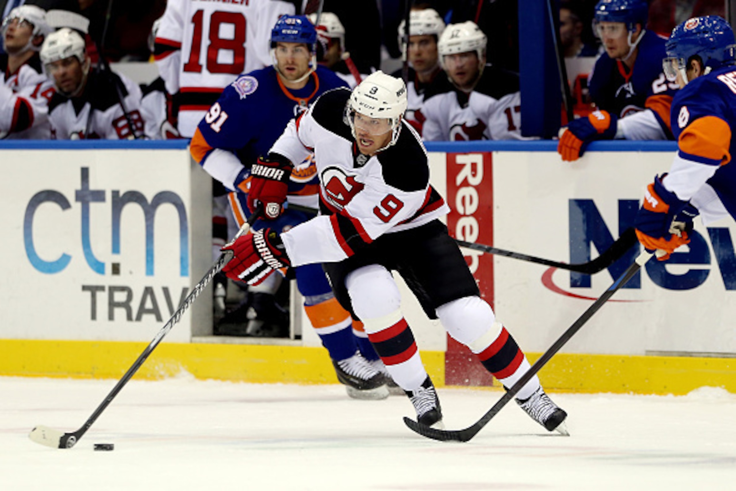 Martin Havlat skates through the neutral zone against the New York Islanders.