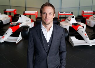 Jenson Button at the press conference announcing he will stay at McLaren.