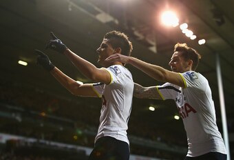 Erik Lamela celebrated his first Premier League goal on Saturday.
