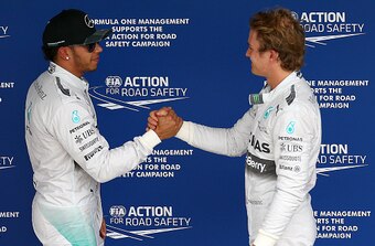 Lewis Hamilton and Nico Rosberg after Brazilian Grand Prix qualifying.