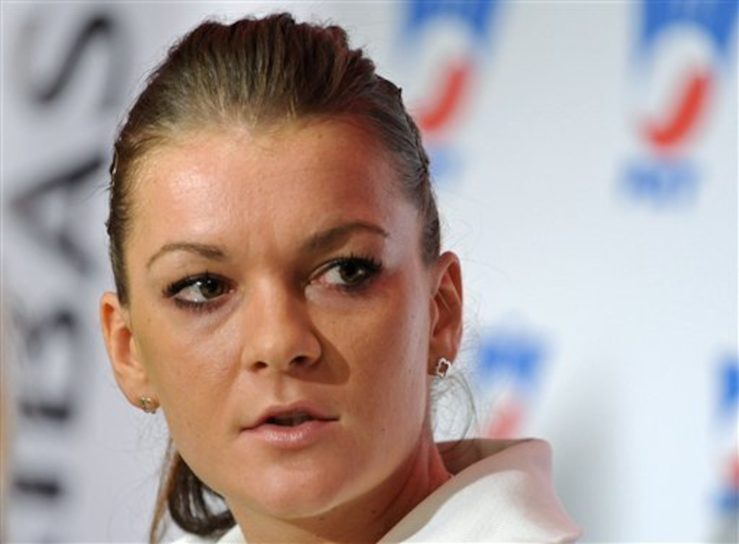 Agnieszka Radwanska at a press conference in Poland.