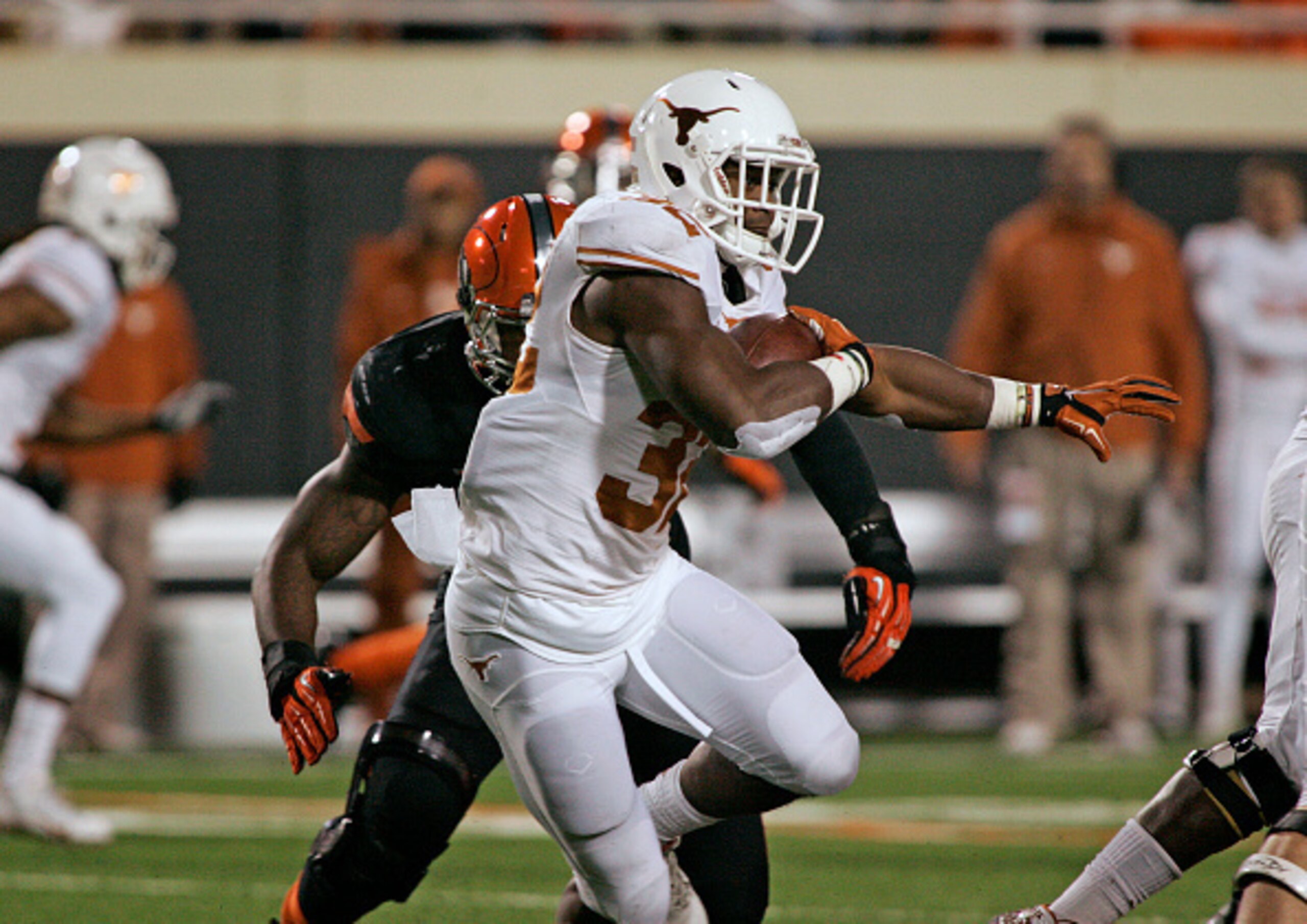 With an extra month of practice in the books, the hope is that Texas' offensive line can start creating more consistent running room. With an extra month of practice in the books, the hope is that Texas' offensive line can start creating more consistent running room.