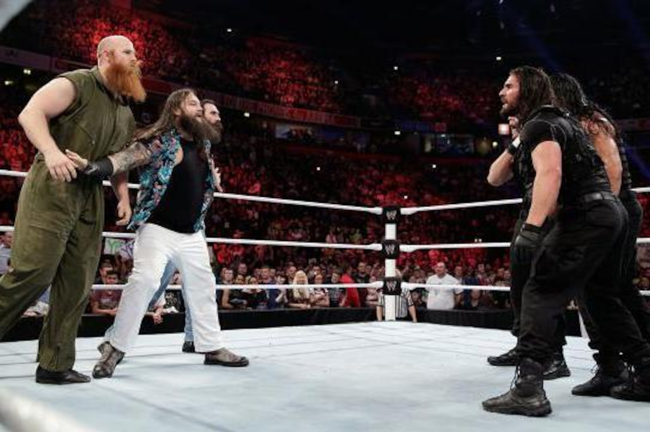The Wyatt Family and The Shield square off.