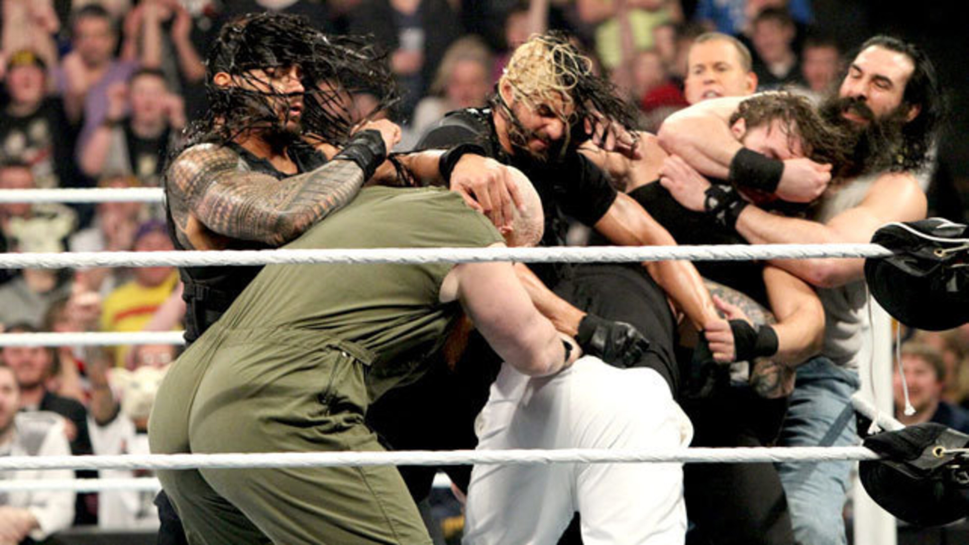 The Shield and The Wyatt Family go to war. The Shield and The Wyatt Family go to war.