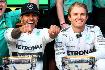 Lewis Hamilton and Nico Rosberg combined to win 16 of 19 races for Mercedes in 2014.