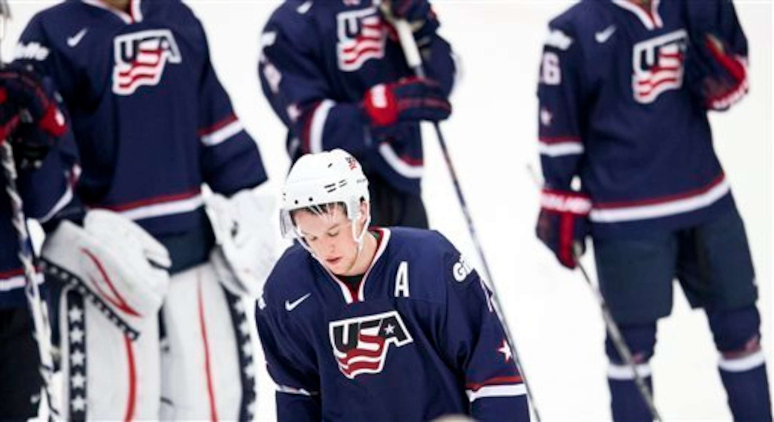 Players for the United States during last year's World Junior Championship. Players for the United States during last year's World Junior Championship.