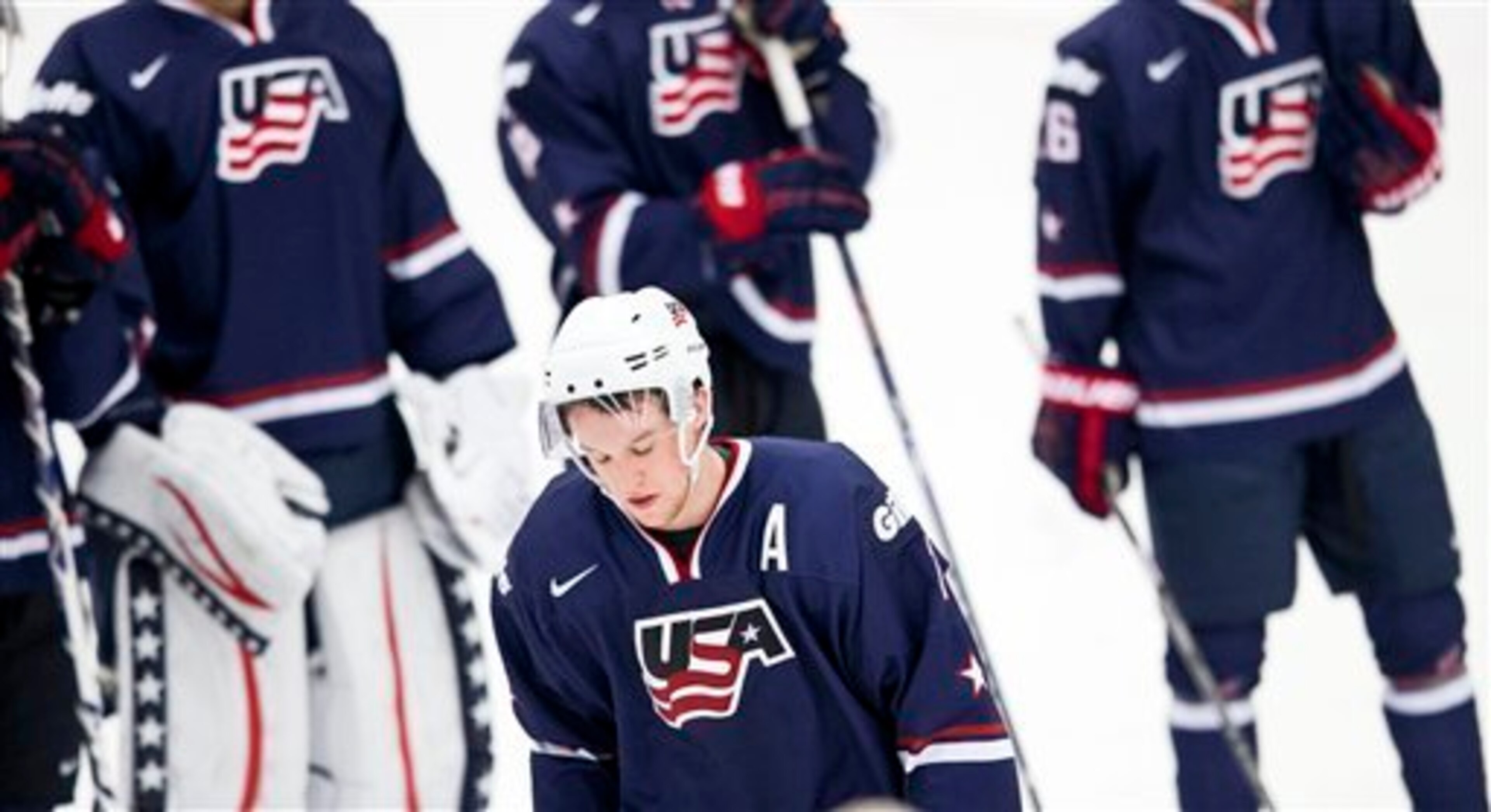 Players for the United States during last year's World Junior Championship. Players for the United States during last year's World Junior Championship.