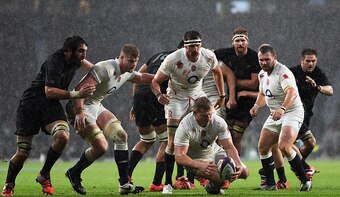 Dylan Hartley dives on the ball against New Zealand in November