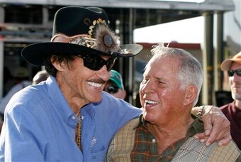 Friends off the track, fiercest rivals on the track: Richard Petty (left) and David Pearson