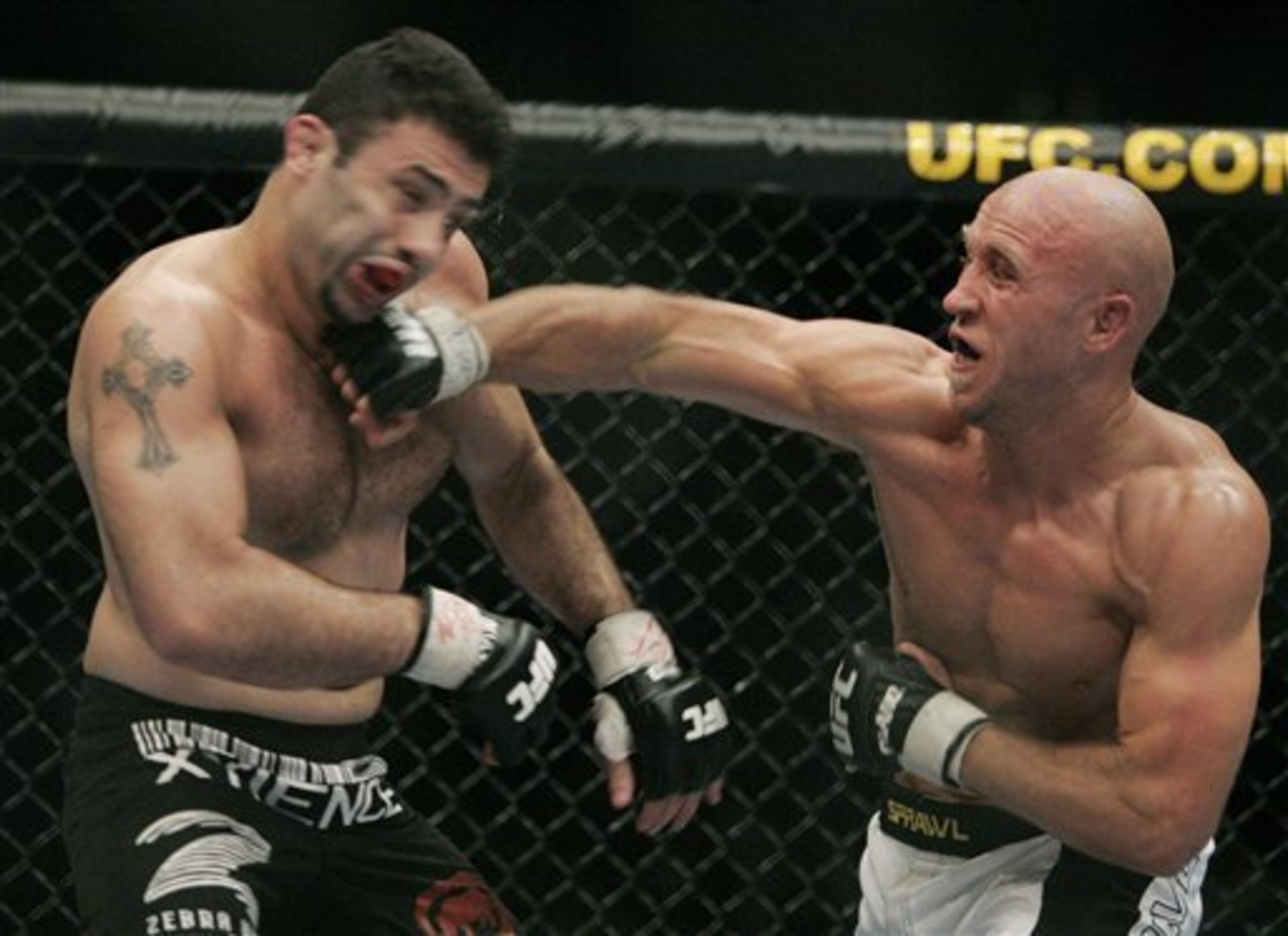 Josh Burkman punches Karo Parisyan at UFC 71.