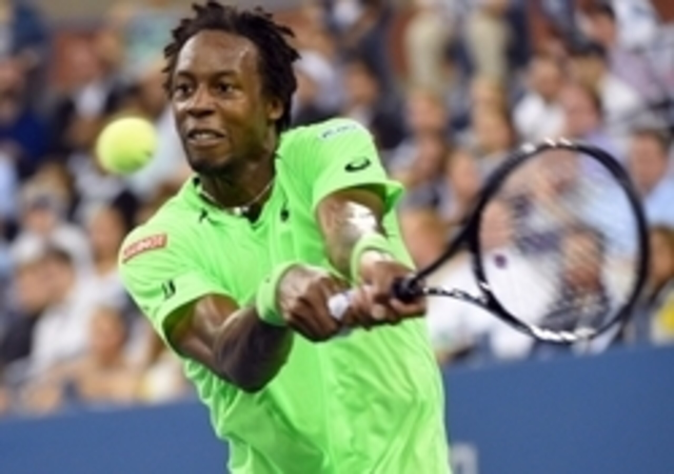 Gael Monfils hits a backhand during the U.S. Open.