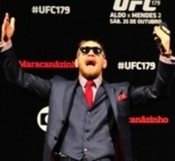 Oct 24, 2014; Rio de Janeiro, BRAZIL; Conor McGregor interacts with fans during a Q&A session before weigh-ins for UFC 179 at Ginasio do Maracanazinho. Mandatory Credit: Jason Silva-USA TODAY Sports