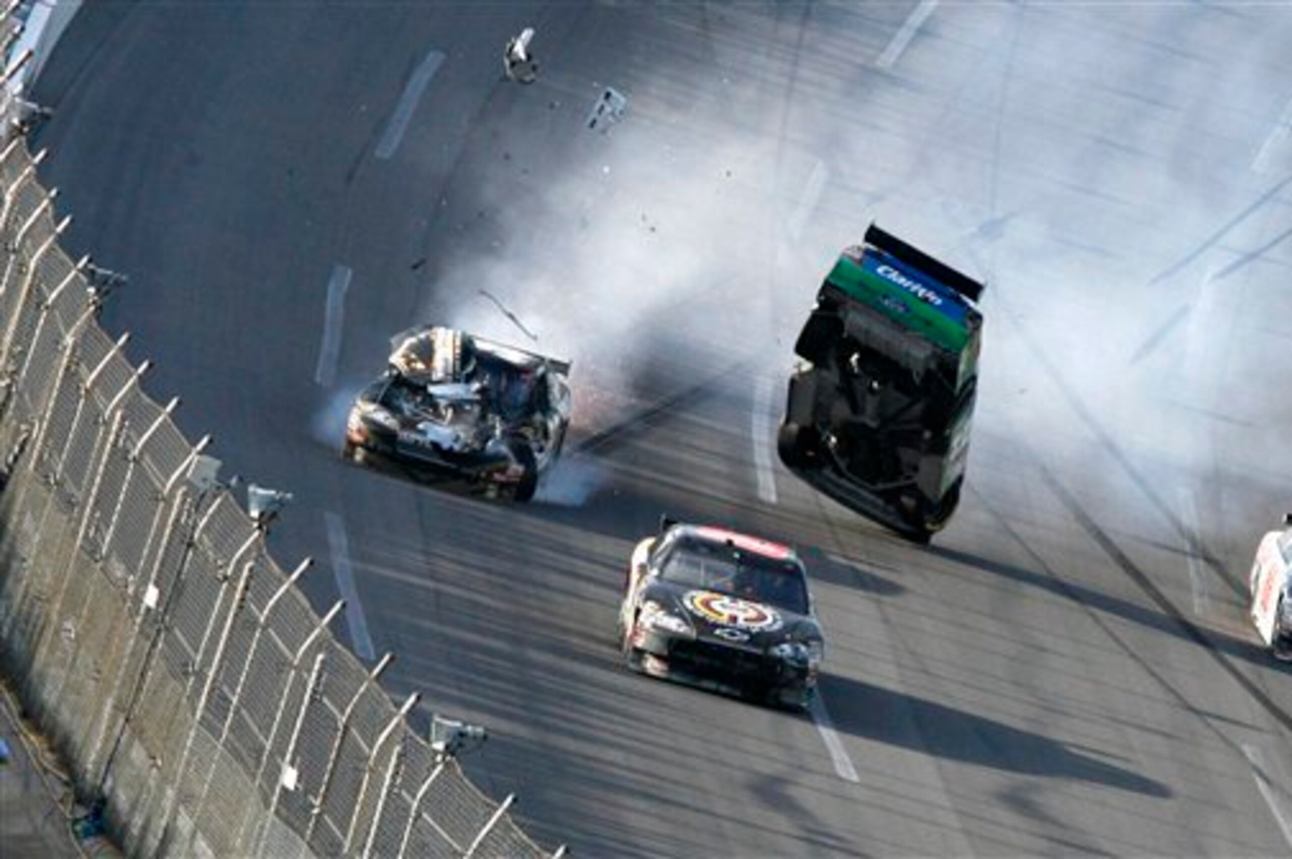 Who can forget when Brad Keselowski (foreground) punted Carl Edwards (right) into the catchfence at Talladega in 2009, one of a number of battles the two once-bitter rivals have had in their racing careers.