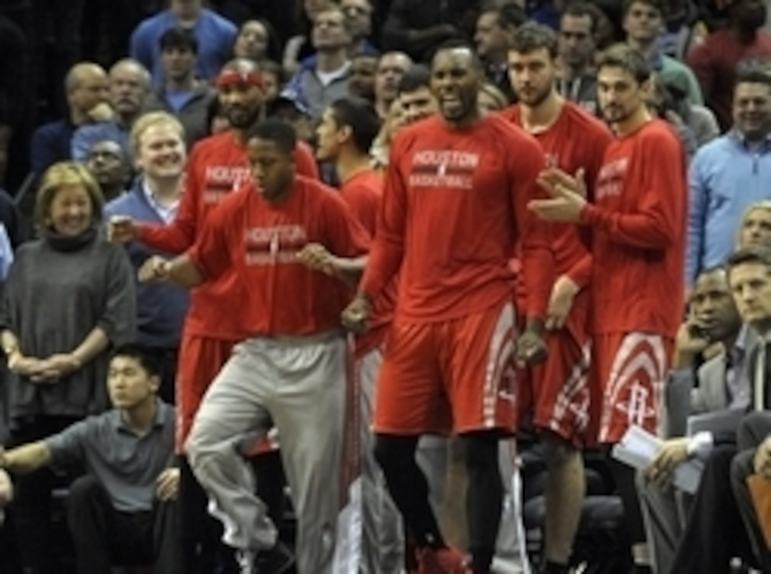 Dec 26, 2014; Memphis, TN, USA; Houston Rockets bench celebrates during the game against the Memphis Grizzlies at FedExForum. Houston Rockets beat Memphis Grizzlies 117 - 111. Mandatory Credit: Justin Ford-USA TODAY Sports Dec 26, 2014; Memphis, TN, USA; Houston Rockets bench celebrates during the game against the Memphis Grizzlies at FedExForum. Houston Rockets beat Memphis Grizzlies 117 - 111. Mandatory Credit: Justin Ford-USA TODAY Sports