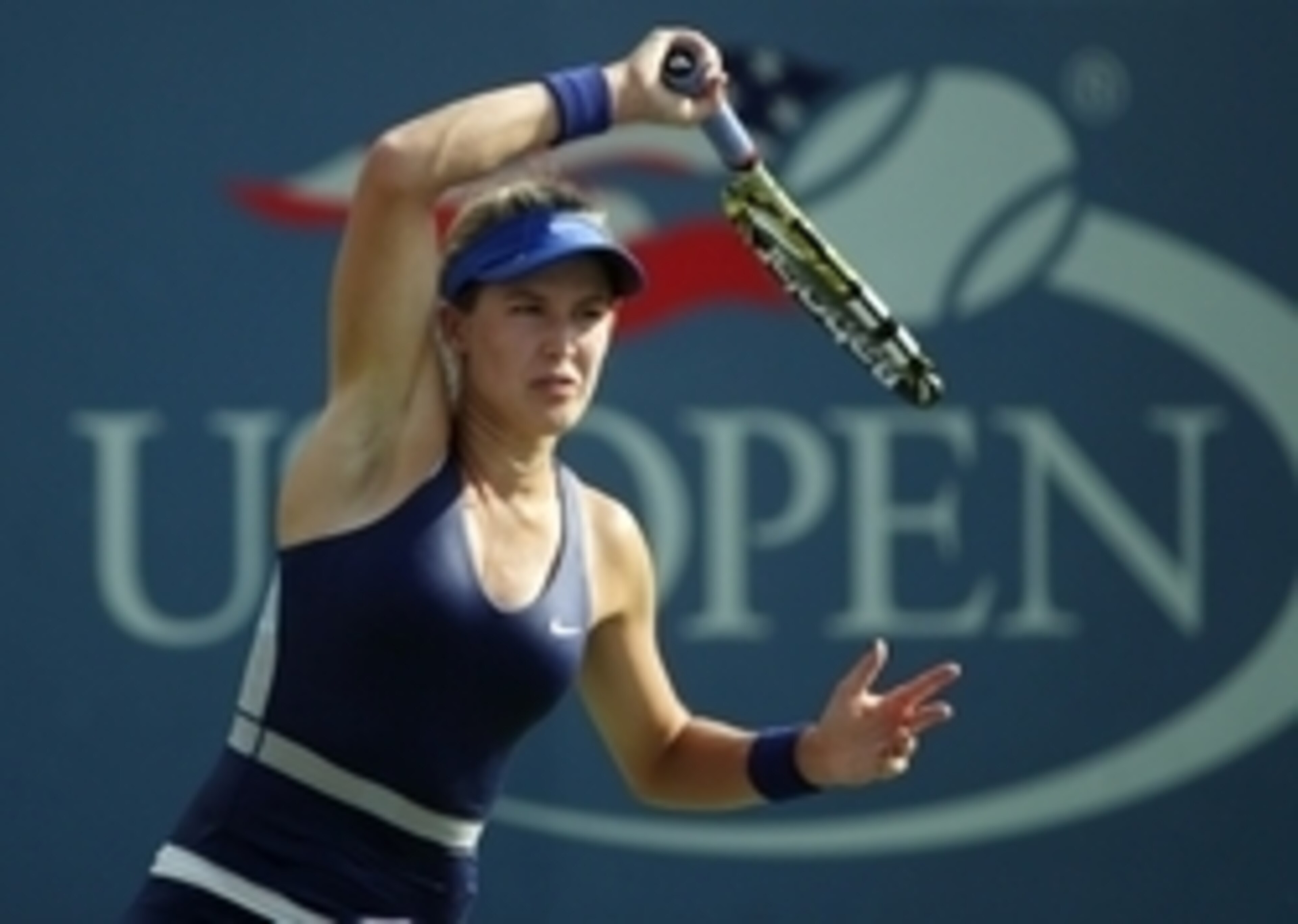 Eugenie Bouchard hits a forehand during a 2014 U.S. Open match. Eugenie Bouchard hits a forehand during a 2014 U.S. Open match.